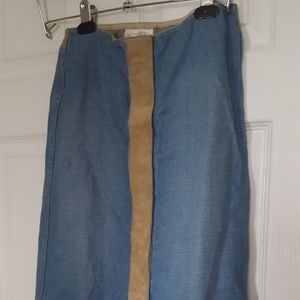 Size 2 snap-front denim pencil skirt frayed hem